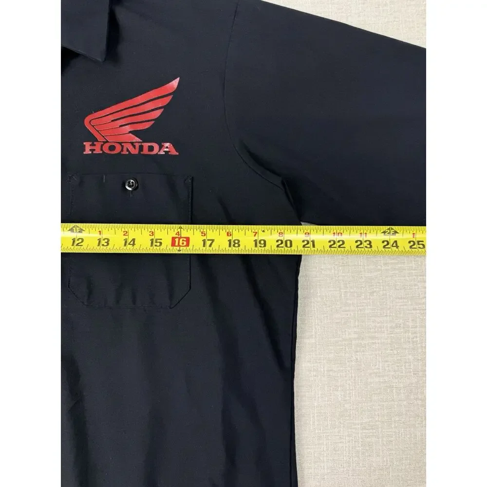 Red Kap Honda Licensed Work Shirt Mens Medium Black Mechanic Button Front